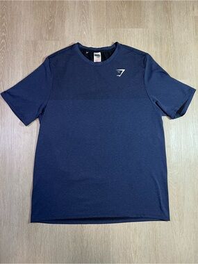 Gymshark Navy Short-Sleeve Mesh-Panel Training Workout Minimalist Tee